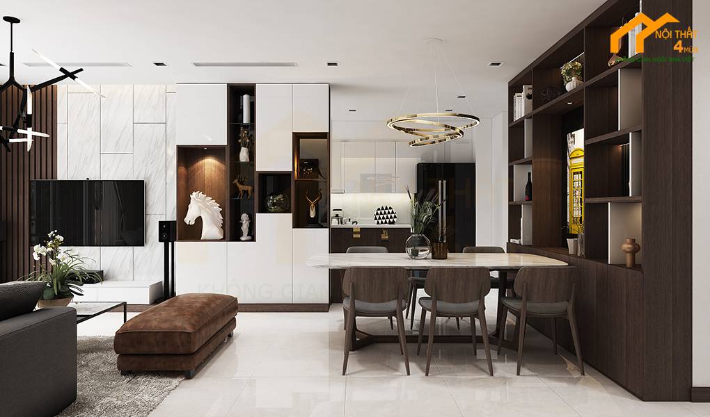 5 mẫu thiết kế nội thất chung cư 90m2 đẹp hợp xu hướng hiện nay 8 Mẫu thiết kế chung cư 90m2 3pn