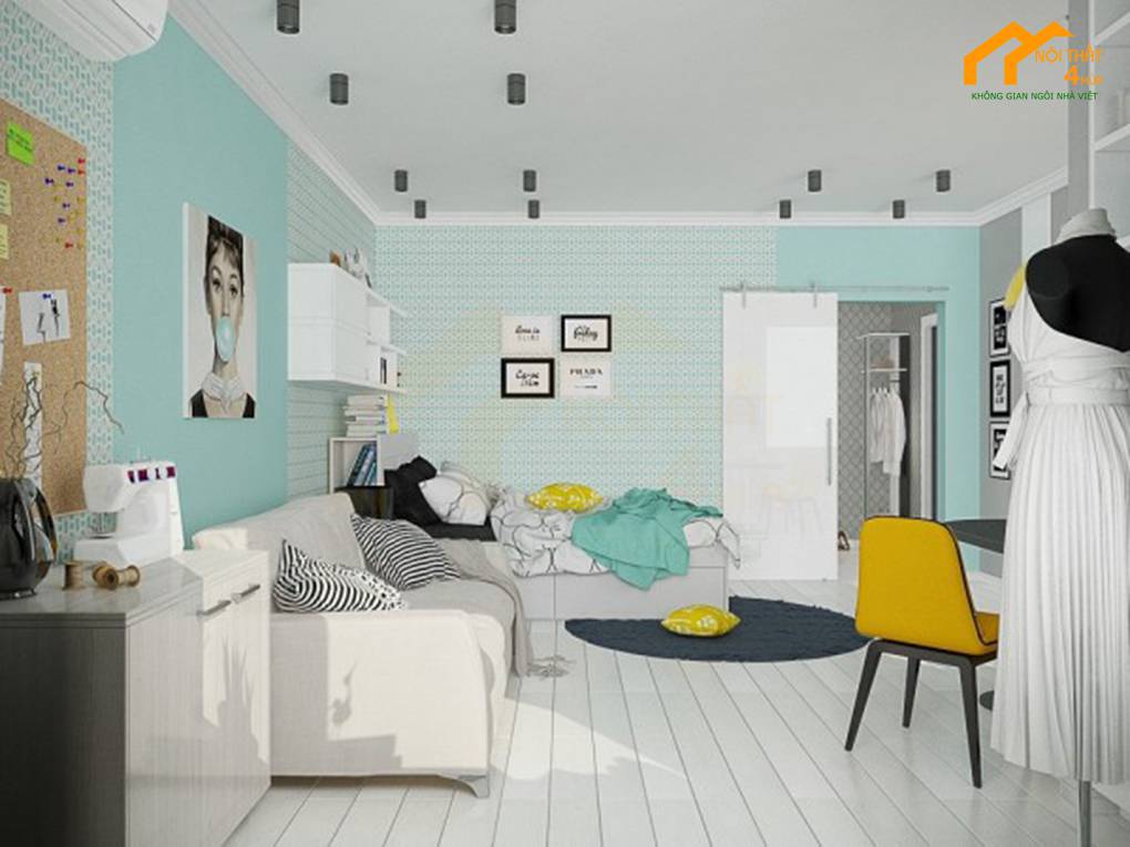 Mẫu phòng khách căn hộ chung cư 65m2