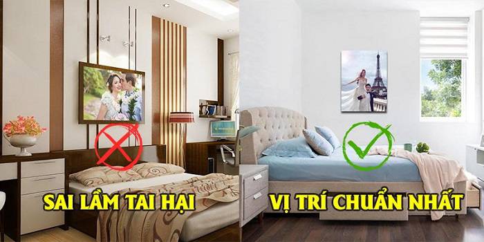Treo ảnh cưới phòng ngủ