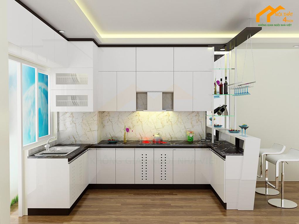 Mẫu bếp chữ U đẹp