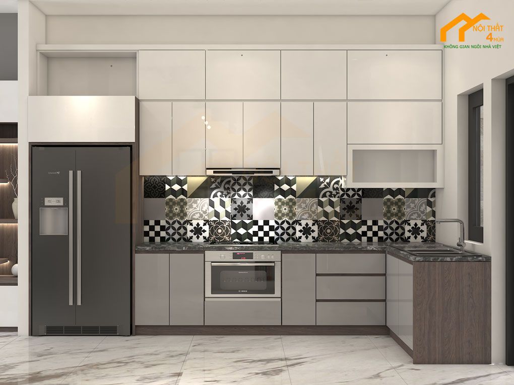 Mẫu phòng bếp nhà ống 3m