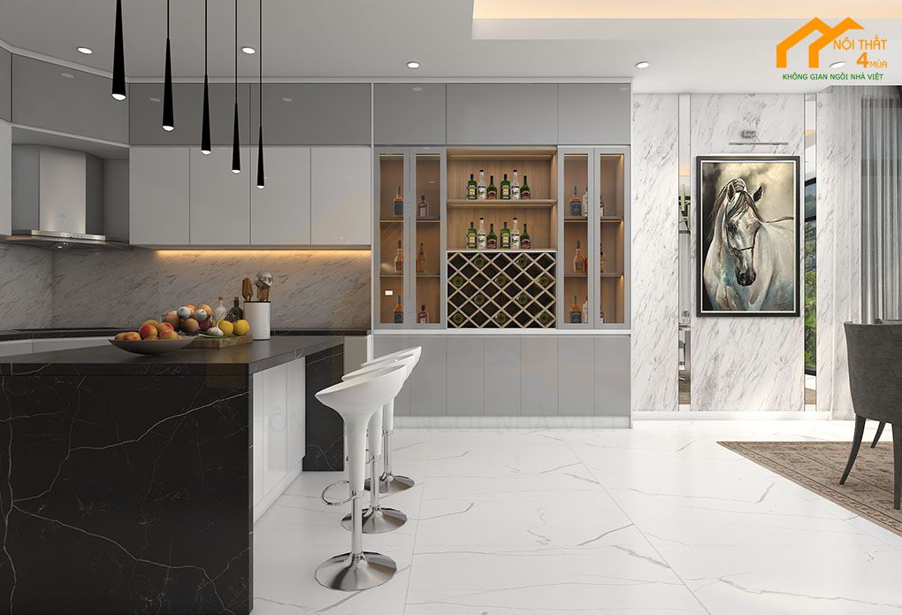 Mẫu phòng bếp nhà ống 6m