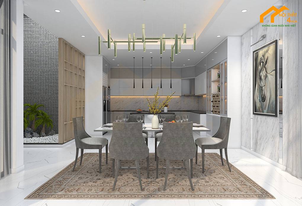 Mẫu phòng bếp nhà ống 6m