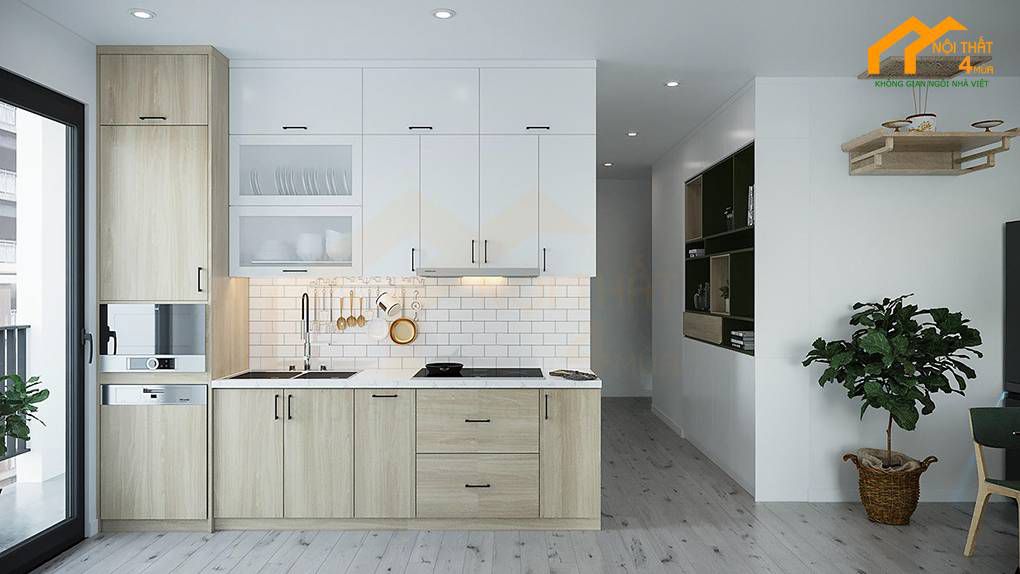 Nội thất phòng bếp nhà ống kiểu Bắc Âu (Scandinavian)