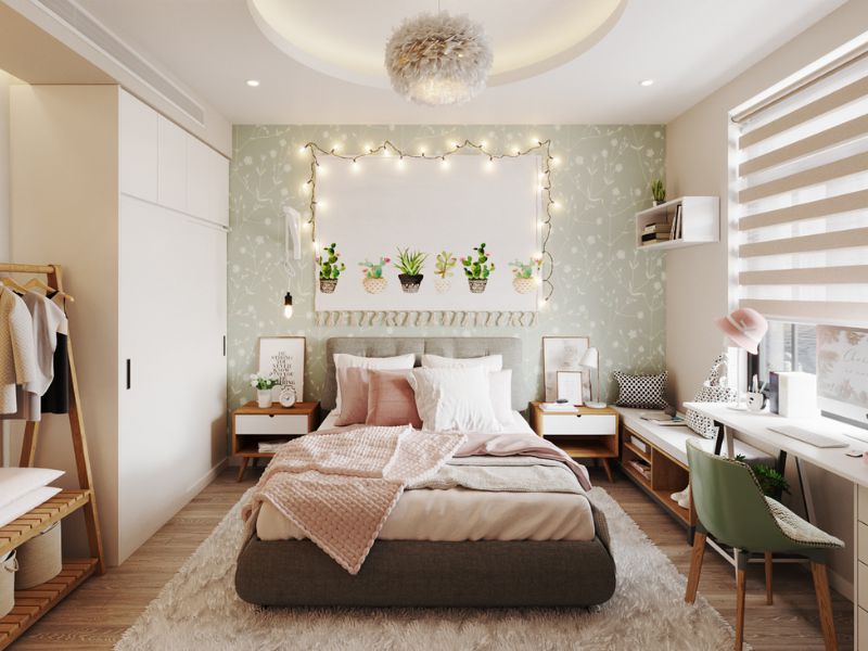 Trang trí phòng ngủ bằng giấy dán tường