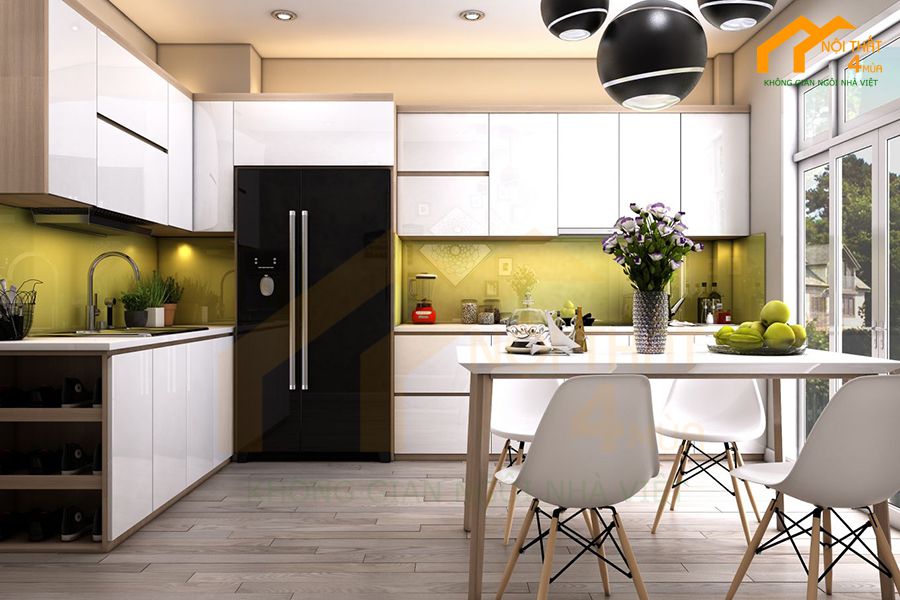 Báo giá 30+ mẫu tủ bếp Acrylic bóng gương đẹp sang trọng 20 Mẫu tủ bếp Acrylic chữ L đẹp