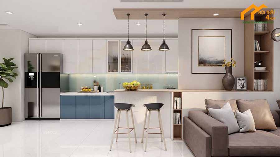 20+ Mẫu tủ bếp có quầy bar đẹp và hiện đại nhất 5 Tủ bếp có quầy bar gỗ công nghiệp