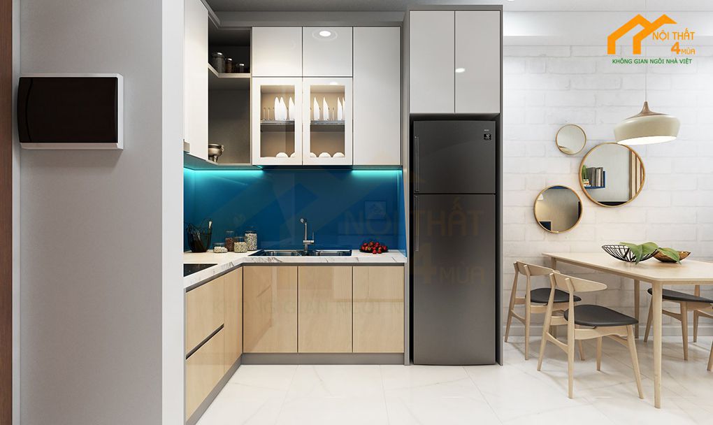 20+ Mẫu tủ bếp Melamine An Cường đẹp và Báo giá 2025 19 Tủ bếp MDF phủ Melamine vân gỗ