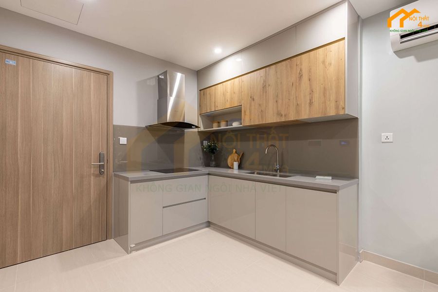 20+ Mẫu tủ bếp Melamine An Cường đẹp và Báo giá 2025 13 Tủ bếp MDF phủ Melamine vân gỗ