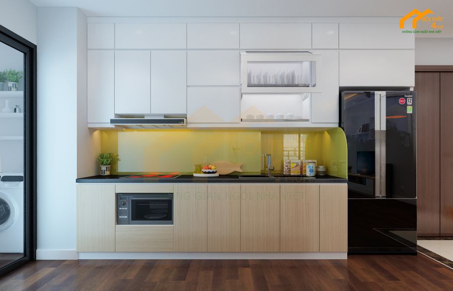 20+ Mẫu tủ bếp Melamine An Cường đẹp và Báo giá 2025 24 Tủ bếp nhựa cánh Melamine vân gỗ