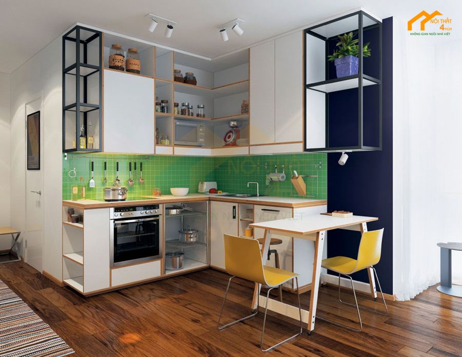 20+ Mẫu tủ bếp Melamine An Cường đẹp và Báo giá 2025 26 Tủ bếp nhựa cánh Melamine vân gỗ