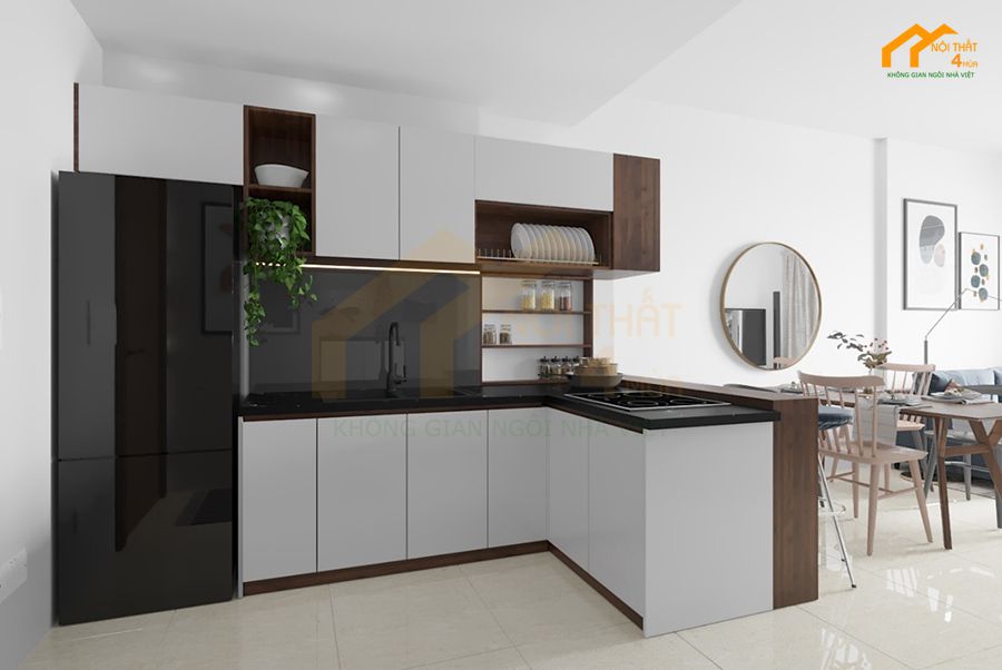 20+ Mẫu tủ bếp Melamine An Cường đẹp và Báo giá 2025 27 Tủ bếp nhựa cánh Melamine vân gỗ