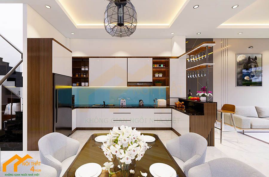 Mẫu phòng bếp nhà ống 7m đẹp