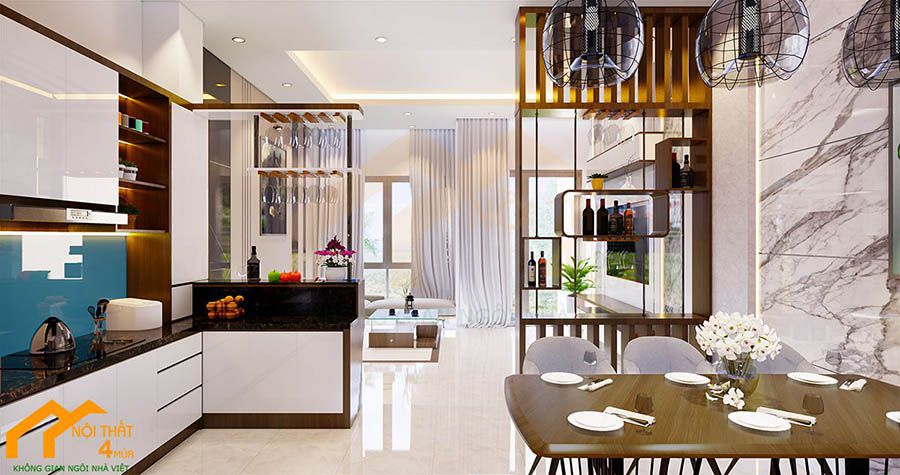 Mẫu phòng bếp nhà ống 7m đẹp