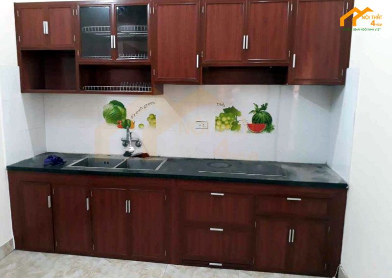 49+ Mẫu tủ bếp chữ i đẹp hiện đại cho nhà bếp nhỏ tiện nghi 42 Bố trí tủ bếp chữ I nhôm kính