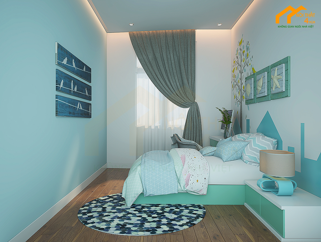 Top 5 Mẫu thiết kế phòng ngủ 10m2 đẹp và tiện nghi nhất 21 Mẫu phòng ngủ 10m2 màu xanh cho bé trai