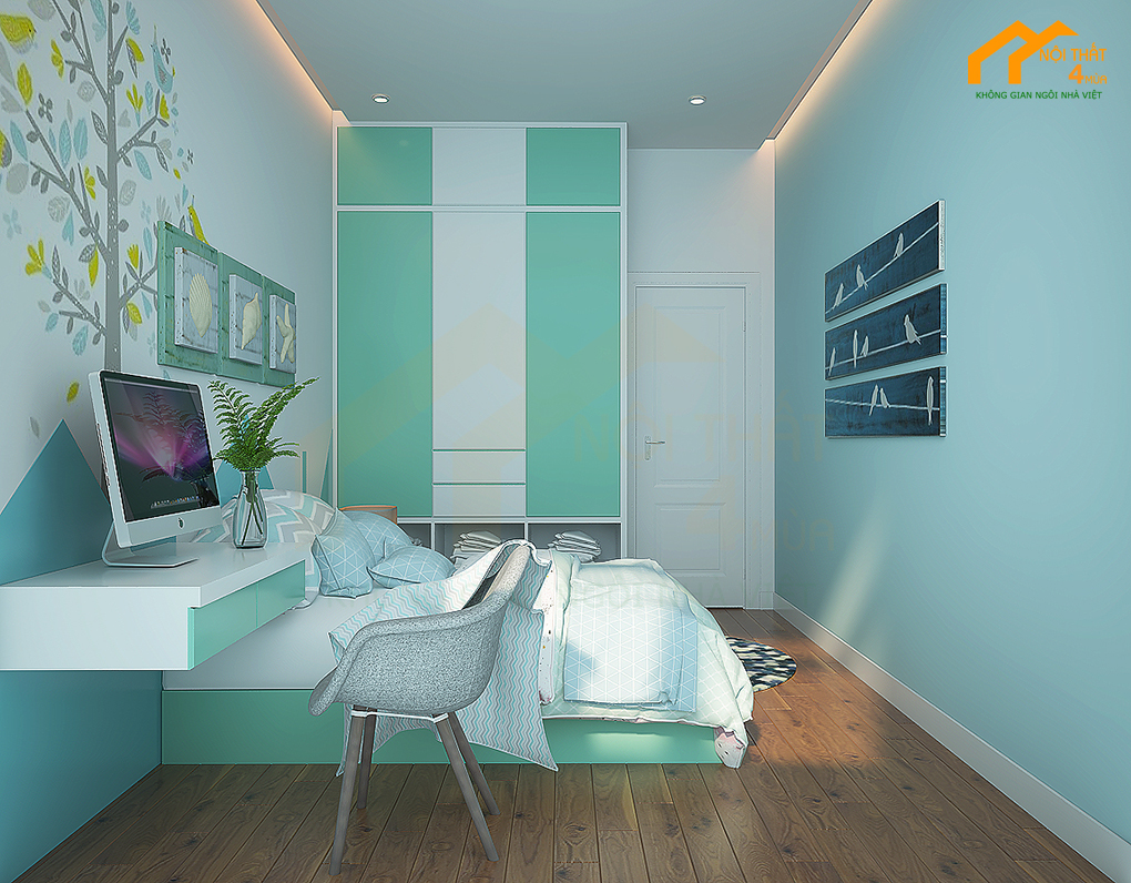 Top 5 Mẫu thiết kế phòng ngủ 10m2 đẹp và tiện nghi nhất 20 Mẫu phòng ngủ 10m2 màu xanh cho bé trai