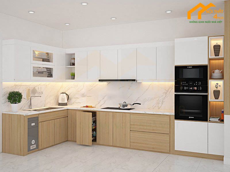 49+ Mẫu nhà bếp nhỏ đẹp đơn giản, tiện nghi nhất 2023 15 Mẫu phòng bếp nhỏ chu L đẹp