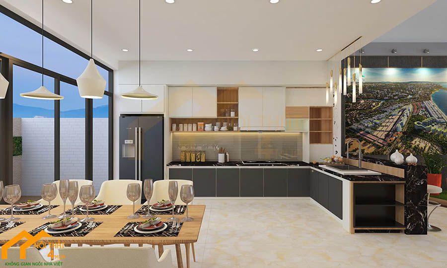 20+ Mẫu tủ bếp có quầy bar đẹp và hiện đại nhất 31 Các mẫu tủ bếp có quầy bar bằng gỗ công nghiệp