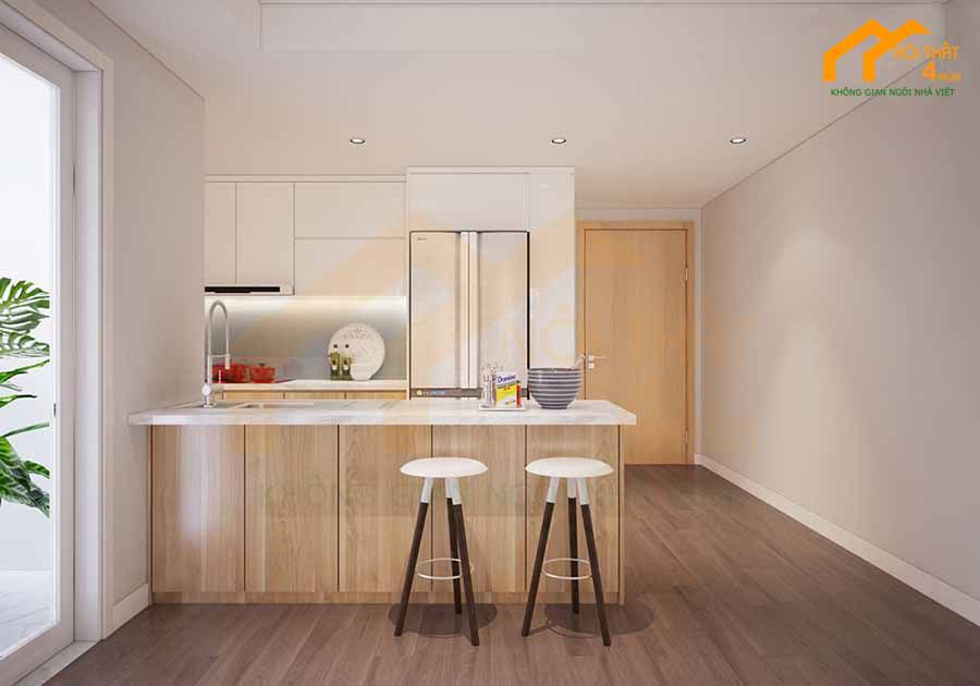 49+ Mẫu tủ bếp chữ i đẹp hiện đại cho nhà bếp nhỏ tiện nghi 29 Mẫu tủ bếp gỗ công nghiệp chữ I