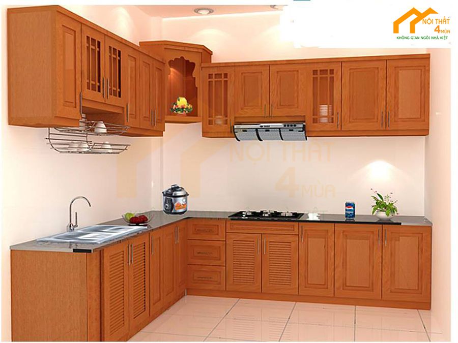 20+ Mẫu tủ bếp gỗ gõ đỏ đẹp, cao cấp, sang trọng 12 Tủ bếp gỗ gõ đỏ đẹp