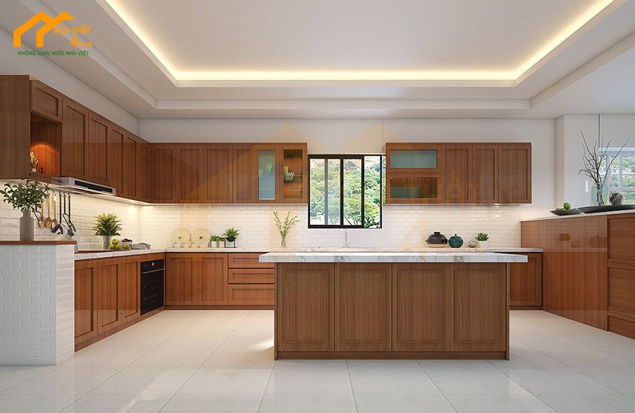 20+ Mẫu tủ bếp gỗ gõ đỏ đẹp, cao cấp, sang trọng 20 Tủ bếp gỗ gõ đỏ đẹp