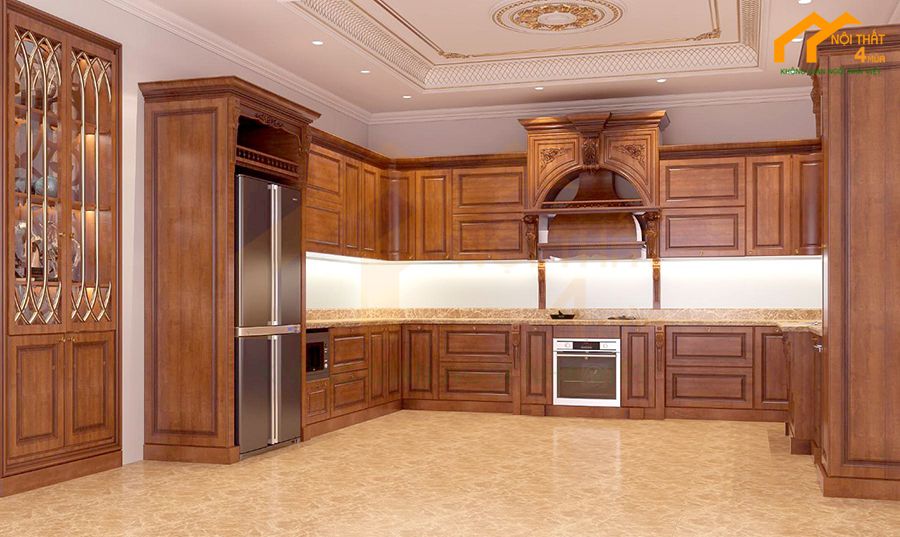 20+ Mẫu tủ bếp gỗ gõ đỏ đẹp, cao cấp, sang trọng 22 Tủ bếp gỗ gõ đỏ đẹp