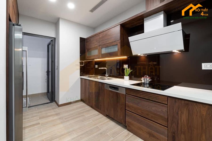 49+ Mẫu tủ bếp chữ i đẹp hiện đại cho nhà bếp nhỏ tiện nghi 31 Mẫu tủ bếp gỗ công nghiệp chữ I