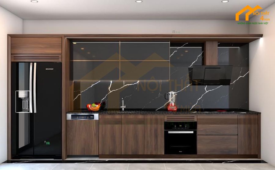 49+ Mẫu tủ bếp chữ i đẹp hiện đại cho nhà bếp nhỏ tiện nghi 33 Mẫu tủ bếp gỗ công nghiệp chữ I