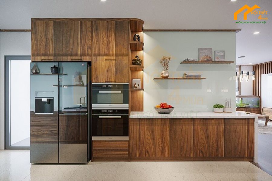 49+ Mẫu tủ bếp chữ i đẹp hiện đại cho nhà bếp nhỏ tiện nghi 35 Mẫu tủ bếp gỗ công nghiệp chữ I