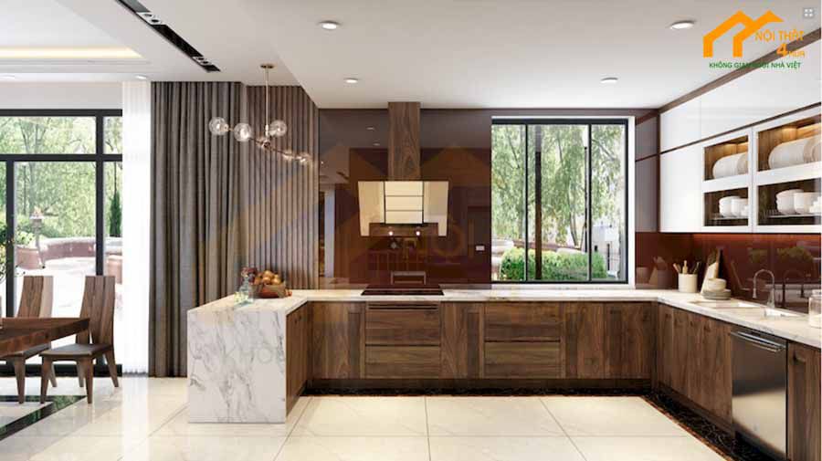 20+ Mẫu tủ bếp có quầy bar đẹp và hiện đại nhất 32 Các mẫu tủ bếp có quầy bar bằng gỗ công nghiệp