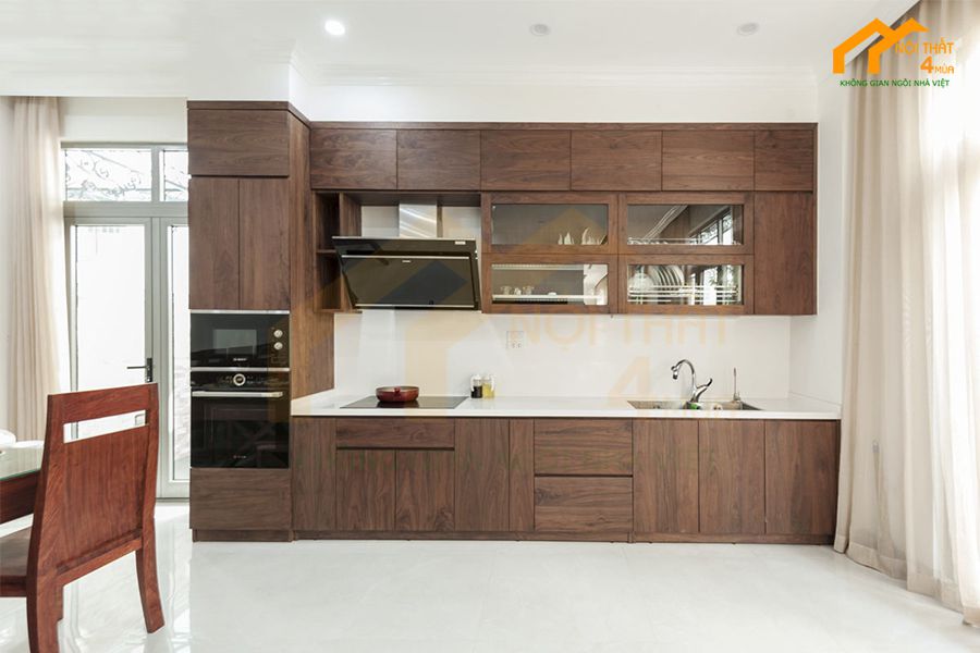 49+ Mẫu tủ bếp chữ i đẹp hiện đại cho nhà bếp nhỏ tiện nghi 37 Mẫu tủ bếp gỗ công nghiệp chữ I