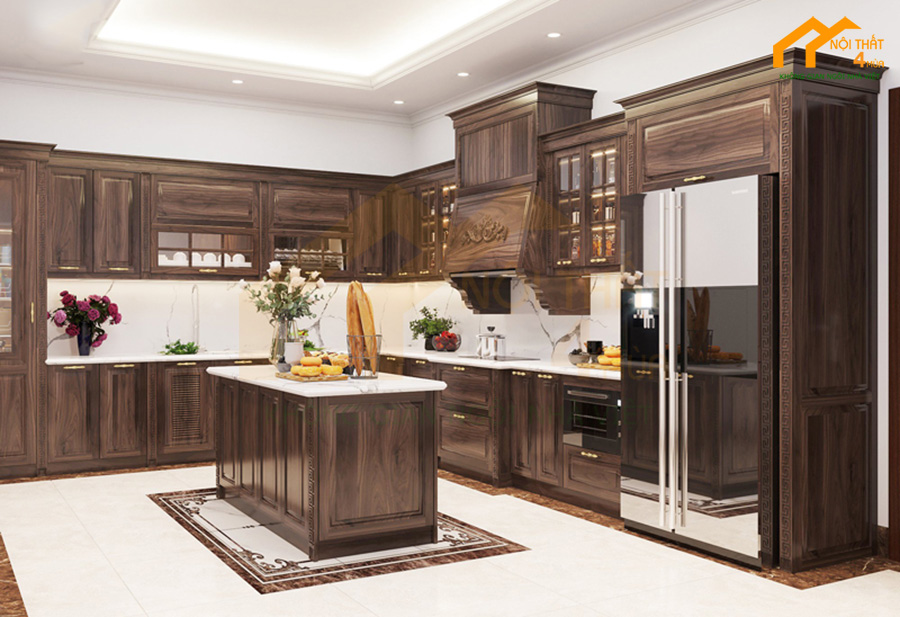 Mẫu nhà bếp bằng gỗ tự nhiên