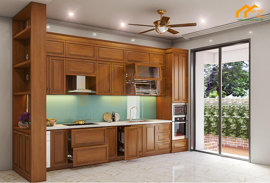 Mẫu nhà bếp bằng gỗ tự nhiên
