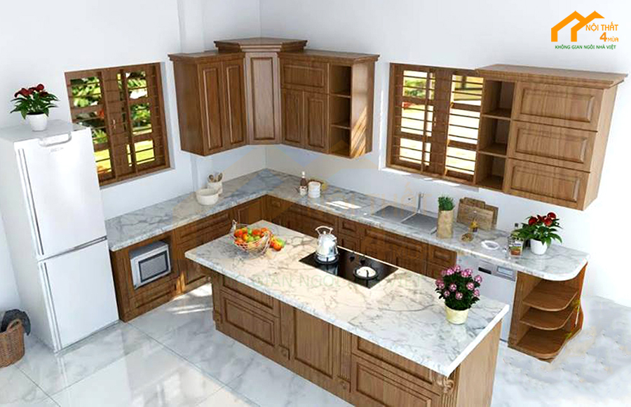 Mẫu nhà bếp bằng gỗ tự nhiên