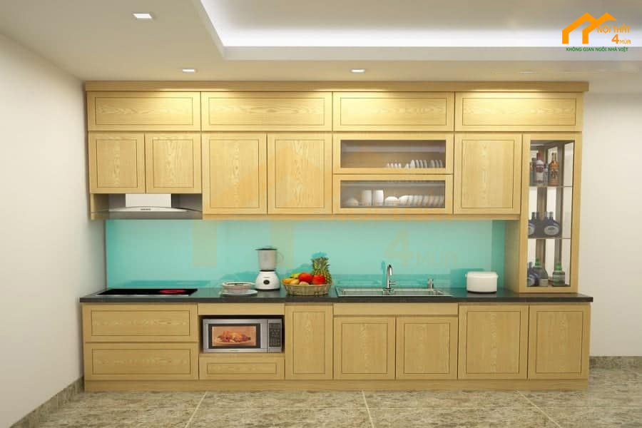 49+ Mẫu tủ bếp chữ i đẹp hiện đại cho nhà bếp nhỏ tiện nghi 15 Tủ bếp gỗ tự nhiên chữ i đẹp