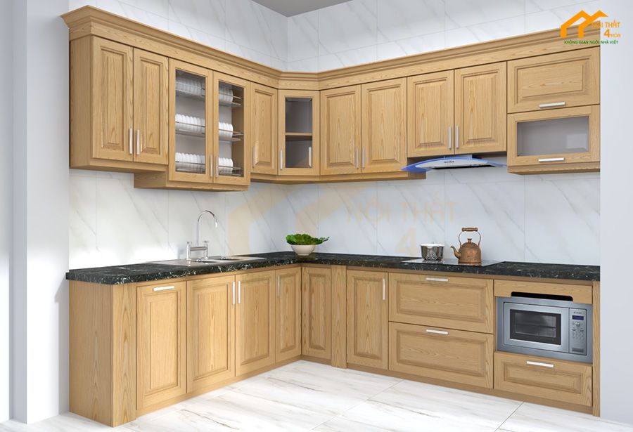 Báo giá +20 Mẫu tủ bếp gỗ sồi Nga - Mỹ đẹp hiện đại 23 Tủ bếp gỗ sồi nga đẹp