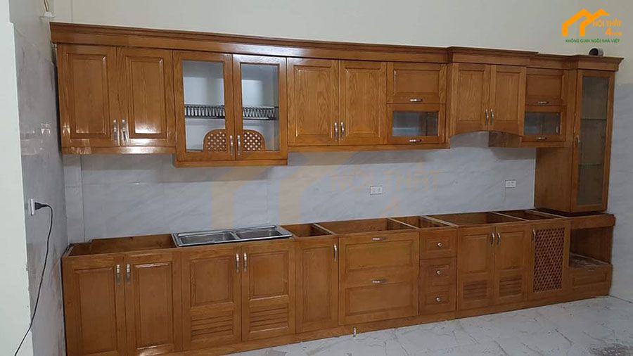 49+ Mẫu tủ bếp chữ i đẹp hiện đại cho nhà bếp nhỏ tiện nghi 16 Tủ bếp gỗ tự nhiên chữ i đẹp