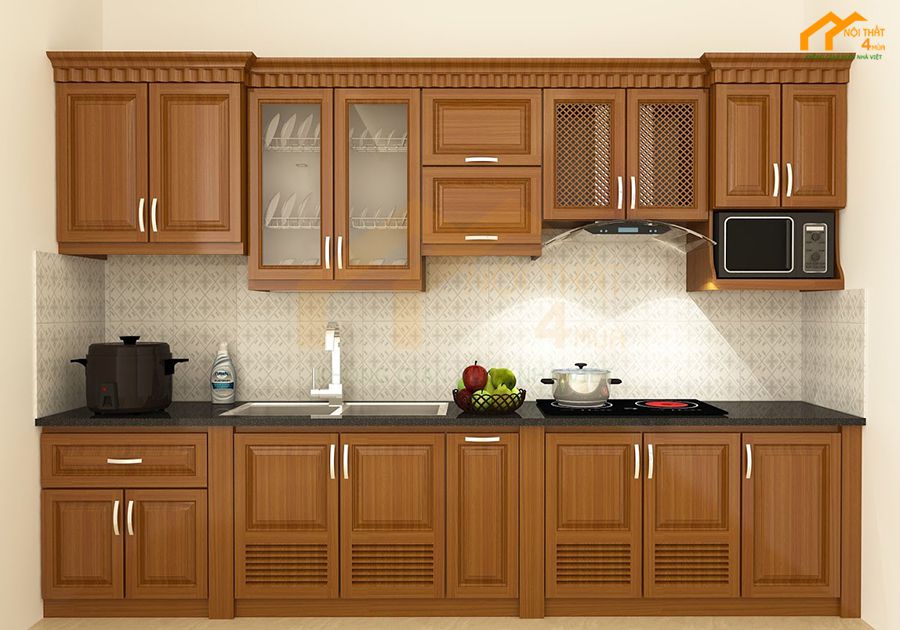 Mẫu tủ bếp gỗ xoan đào đẹp