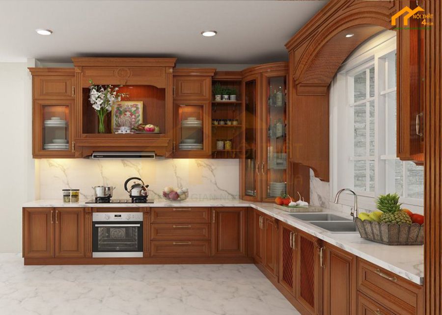 Mẫu nhà bếp bằng gỗ tự nhiên