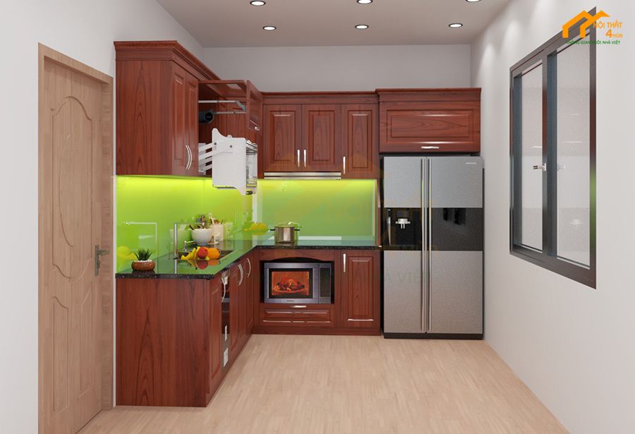 Mẫu tủ bếp gỗ xoan đào đẹp