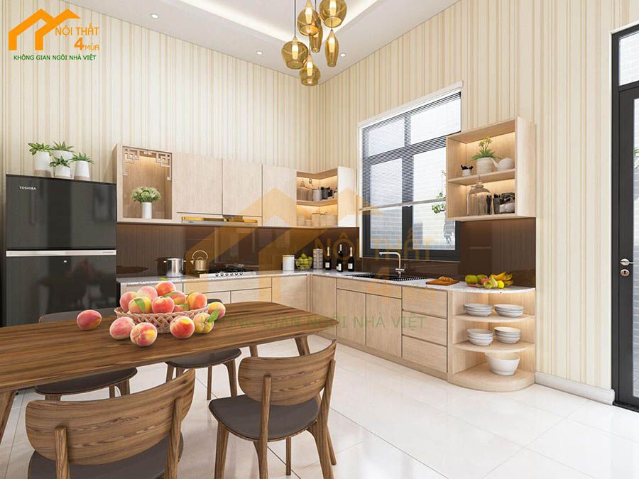 20+ Mẫu tủ bếp Laminate An Cường hiện đại và bảng giá 17 Tủ bếp Laminate hình chữ L