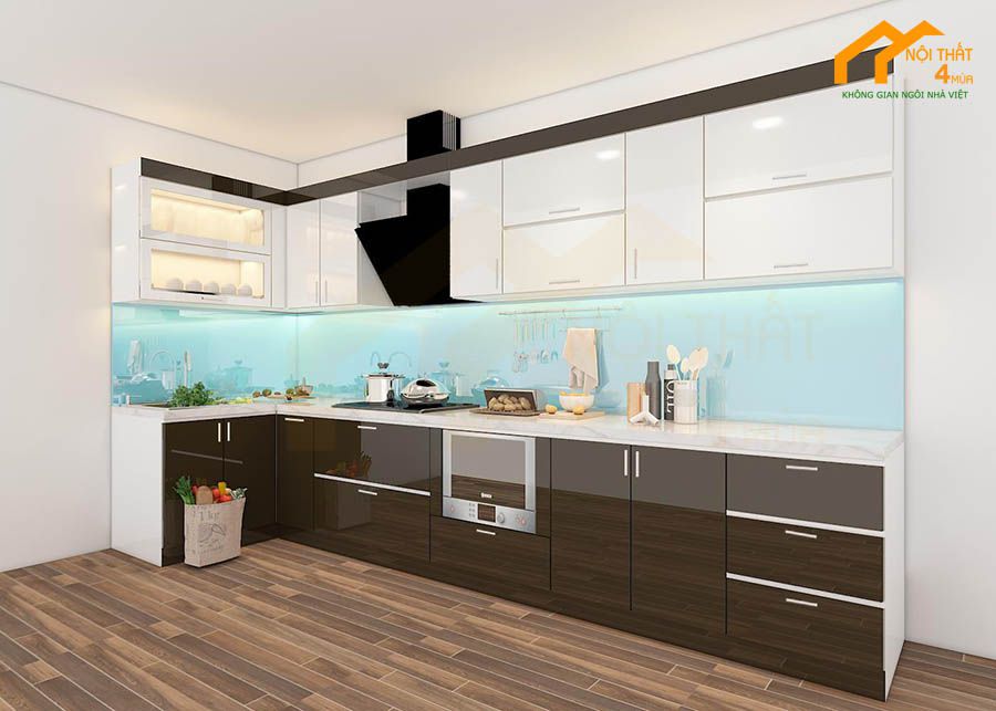 30+ Mẫu tủ bếp chữ L đẹp hiện đại ưa chuộng nhất hiện nay 19 Mẫu tủ bếp hình chữ L Laminate