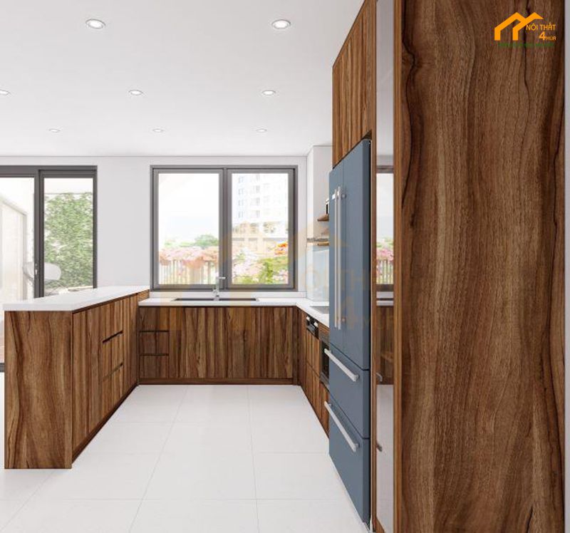 20+ Mẫu tủ bếp Laminate An Cường hiện đại và bảng giá 22 tu bep laminate co quay bar 02