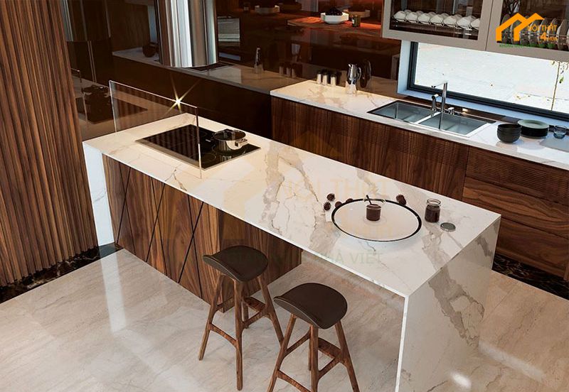 20+ Mẫu tủ bếp Laminate An Cường hiện đại và bảng giá 19 tu bep laminate co quay bar 03