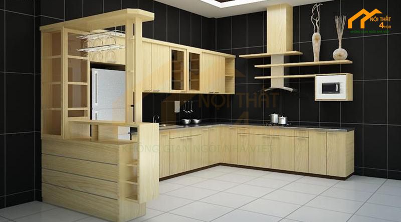 20+ Mẫu tủ bếp Laminate An Cường hiện đại và bảng giá 25 tu bep laminate co quay bar 05