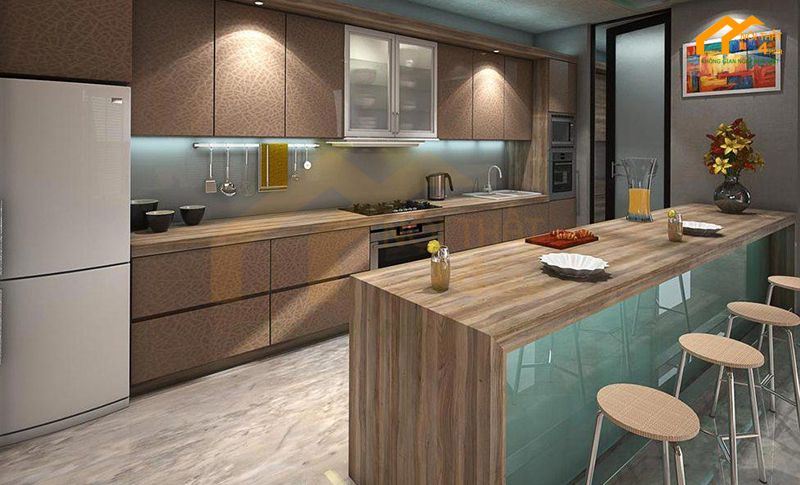 20+ Mẫu tủ bếp Laminate An Cường hiện đại và bảng giá 26 Mẫu tủ bếp laminate có quầy bar đẹp