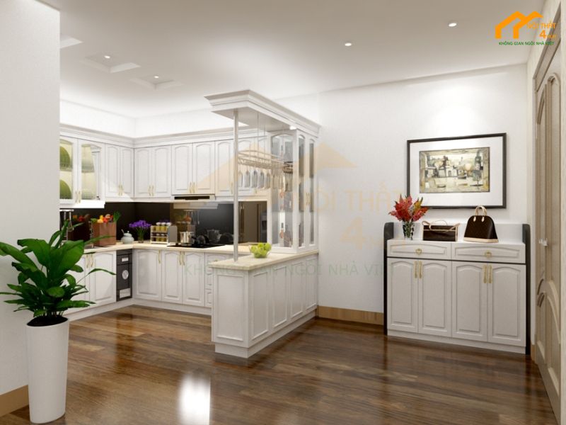 20+ Mẫu tủ bếp Laminate An Cường hiện đại và bảng giá 23 Mẫu tủ bếp laminate có quầy bar đẹp