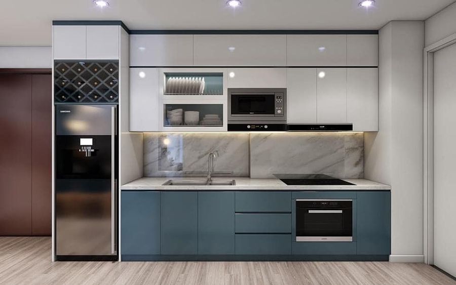 49+ Mẫu tủ bếp chữ i đẹp hiện đại cho nhà bếp nhỏ tiện nghi 39 Mẫu tủ bếp gỗ công nghiệp chữ I