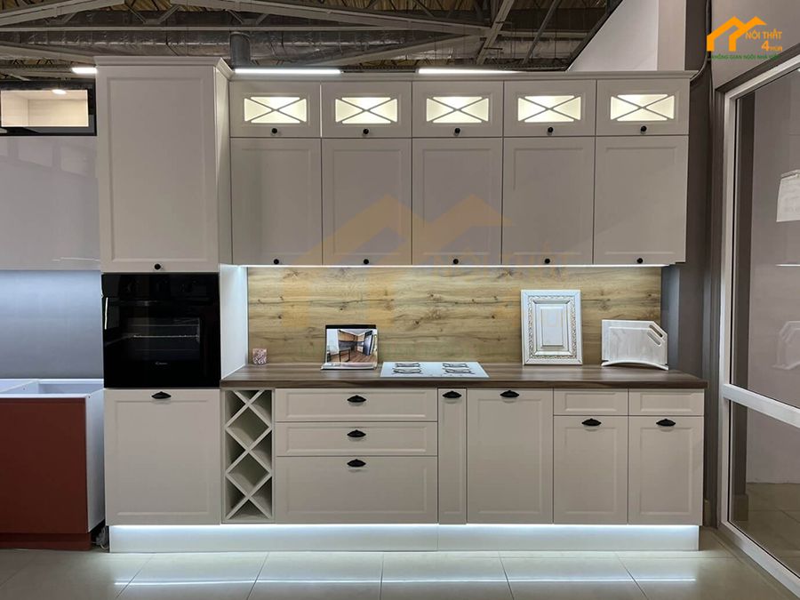 49+ Mẫu tủ bếp chữ i đẹp hiện đại cho nhà bếp nhỏ tiện nghi 21 Tủ bếp gỗ tự nhiên chữ i đẹp